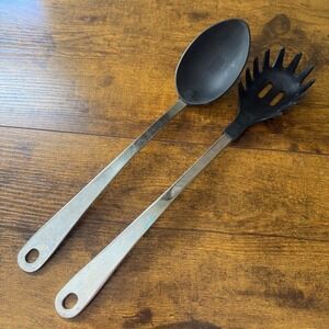Oneida Stainless Steel Kitchen Tool Set Pasta Server and Serving Spoon Black